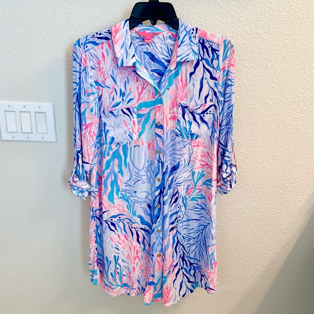 Lilly Pulitzer Kalidescope Coral Natalie swim coverup XS
